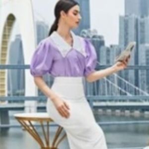 COLLAR PUFF SLEEVE BLOUSE